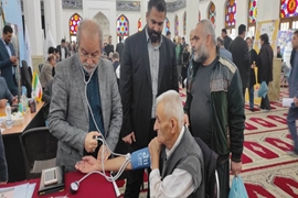 برپایی میز خدمت جهادی مرکز بهداشت شهرستان رشت در مصلی رشت